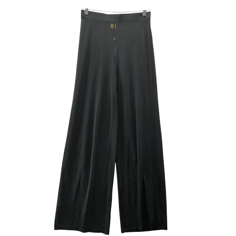 Daisy Sheer Mesh Wide Leg Pants Womens L Black High‎ Rise See Through Pull On